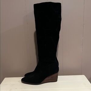 Lucky Brand Real Suede Knee-High Wedge Boots